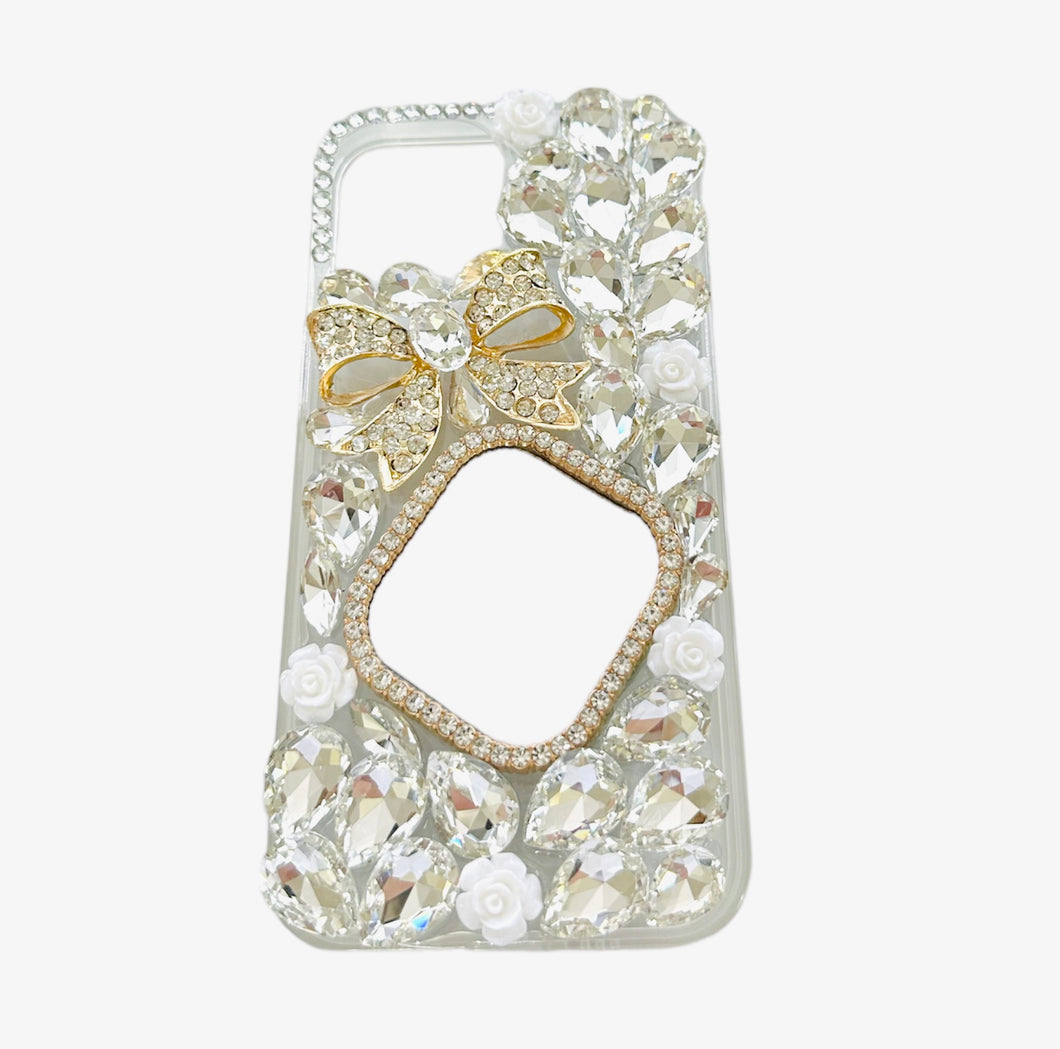 Shiny, Crystal Iphone Case With Ribbon and Mirror Design