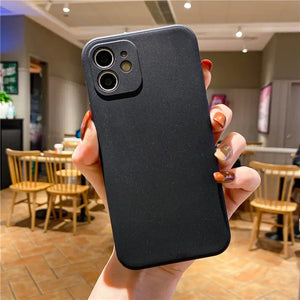 Shockproof Soft Silicone Plain Black Color Iphone Cases