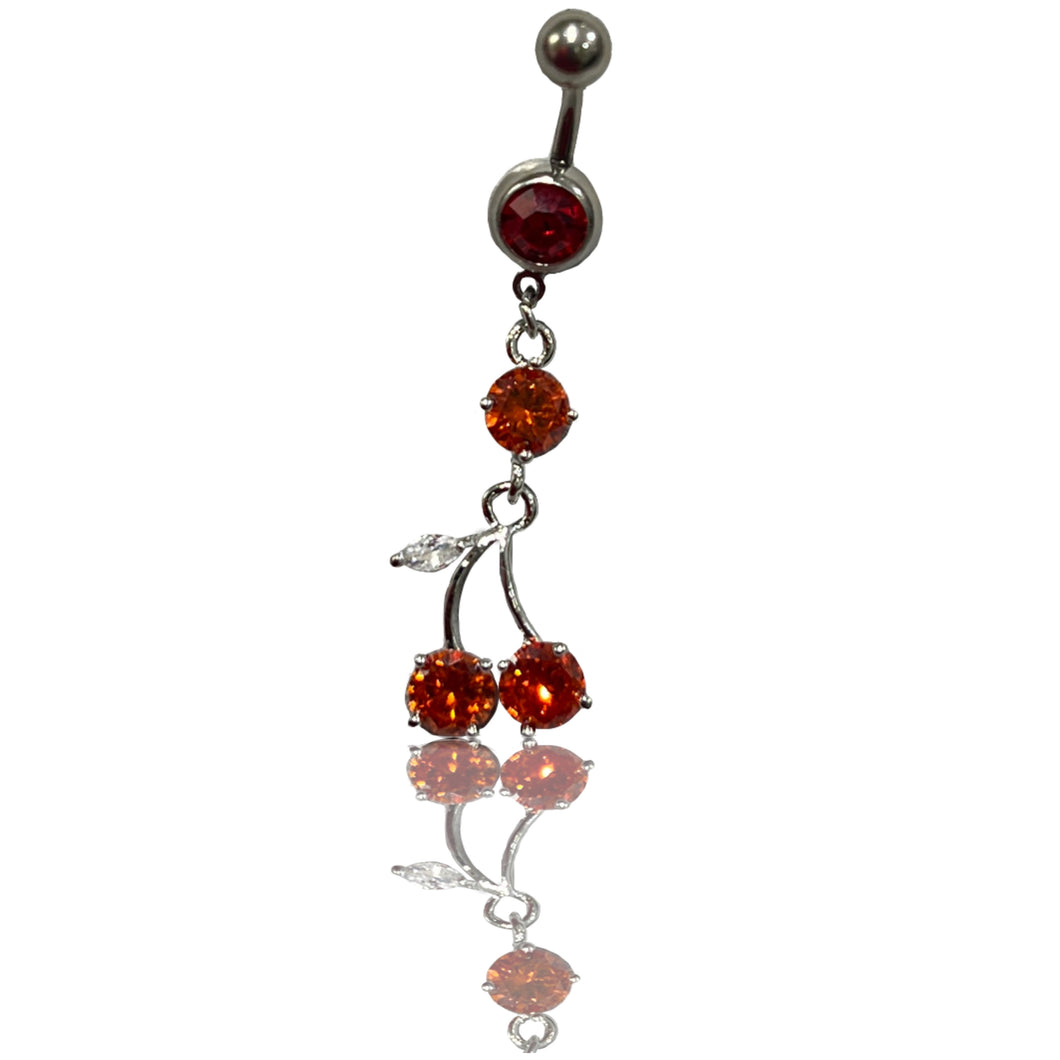14G Surgical Steel Red Collection Dangle Belly Button Ring