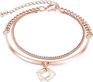 Chain cross pendant double-layer bracelet,  ins net red wind tassel bracelet