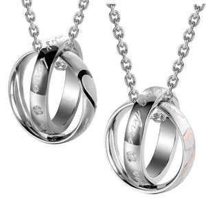 His & Hers “Love One Another” Matching Set Titanium Stainless Steel Couple Pendant Necklace