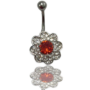 14G Surgical Steel Red Collection Dangle Belly Button Ring