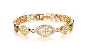 Ladies Crystal Flower Bracelet Bangle Wristband Cuff Chain