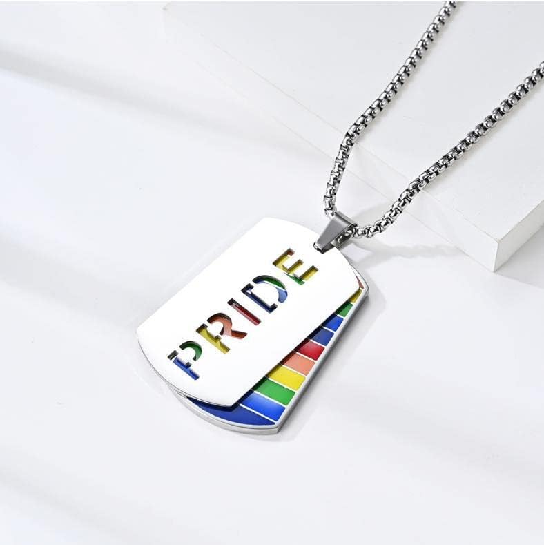 PRIDE Rainbow Tag Plate necklace