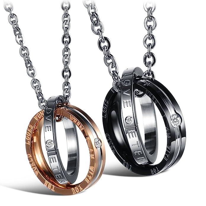 His&Her “Eternal Love” Ring Pendant Couple Necklaces