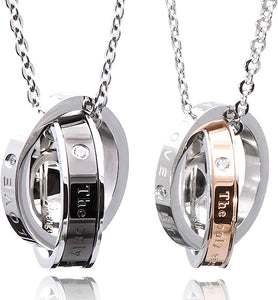 His&Hers "The only eternal love" Rings Pendant Couple Necklace