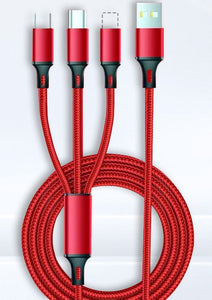 USB Charging Nylon Cable with 3 in 1 Connector