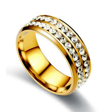 ギャラリービューアに画像を読み込み、double row CZ Diamond Couple ring stainless steel  Men Women rings
