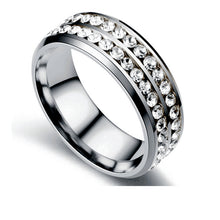 ギャラリービューアに画像を読み込み、double row CZ Diamond Couple ring stainless steel  Men Women rings
