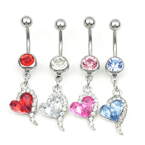Diamond Navel Ring Heart-shaped, Navel Piercing Jewelry