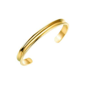 Hair Tie Grooved Cuff Bangle Bracelet, Stainless Steel
