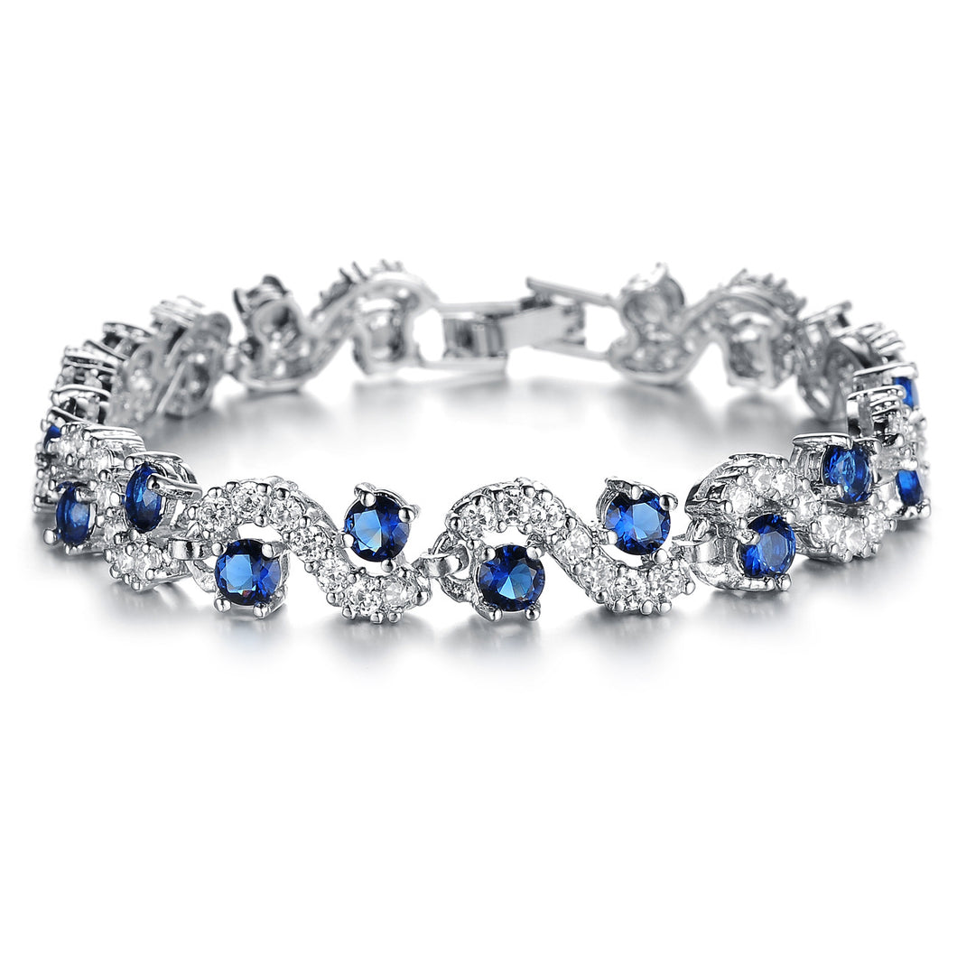Exquisite flashy diamond jewelry AAA zircon rhodium-plated bracelet