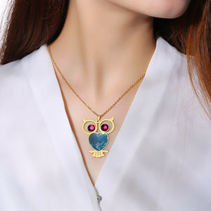 Titanium steel owl golden pendant, Beautiful!
