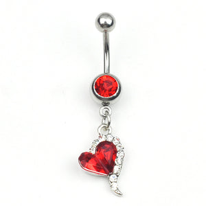 Diamond Navel Ring Heart-shaped, Navel Piercing Jewelry