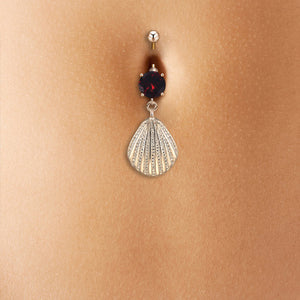 Crystal Seashell Dangle Belly Button Navel Ring