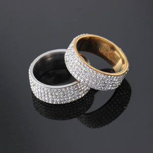Full diamond look gem design ring in gold & silver colors