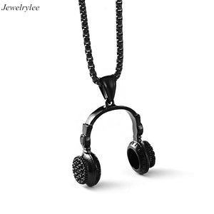 DJ Headphone Pendant & Necklace, Stainless Steel.