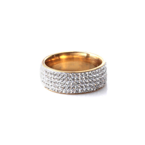 stainless steel unisex full diamond design ring gold and silver