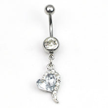 ギャラリービューアに画像を読み込み、Diamond Navel Ring Heart-shaped, Navel Piercing Jewelry
