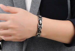 Wild personality fashion titanium steel silicone bracelet/wristband