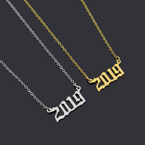 Year of birth Pendant with Necklace (Gold color)