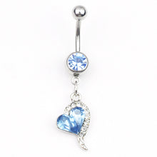 ギャラリービューアに画像を読み込み、Diamond Navel Ring Heart-shaped, Navel Piercing Jewelry
