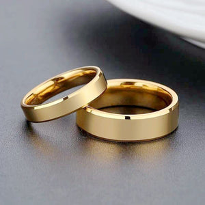 High Polished 18K Gold Plated Simple Men Women Stainless Steel Couple Rings